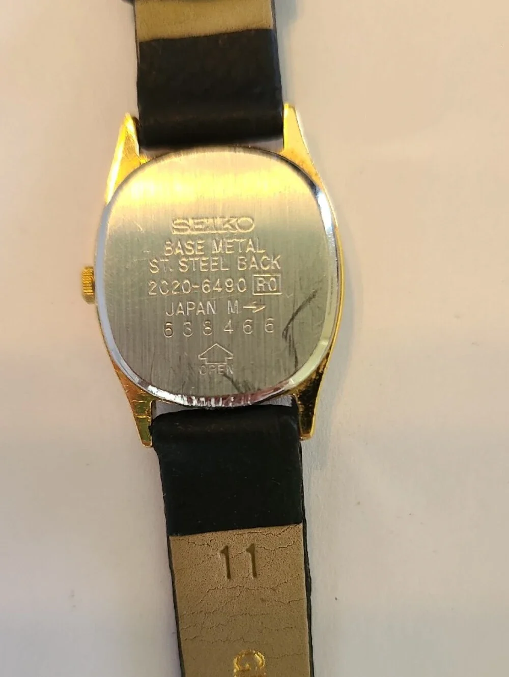 Seiko Gold-Tone Dial Watch with Black Strap
